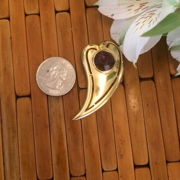 💜Gorgeous Purple Set in Gold vintage Brooch💜 - Picture 4 of 5